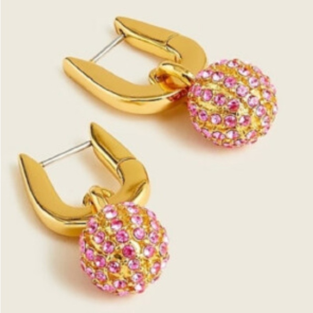 J. Crew Gold Earrings with Pink Accents